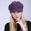 Winter Solid Plus Velvet Hat Women Fashion 100% Merino Wool Newsboy Cap Winter Hats Visor Beret Cold Weather Knitted Caps ► Photo 1/6