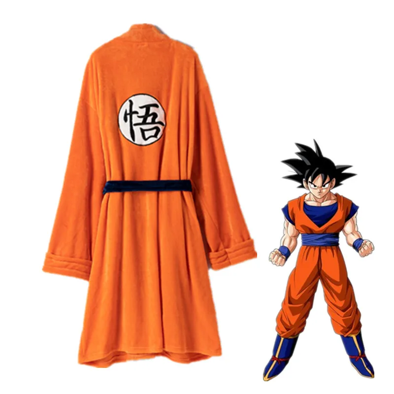 

Dragon Ball Z Goku Bathrobe Costume One Size Flannel Pajamas Robes Daily Casual Bathrobe Warm Winter Thicken Jumpsuits