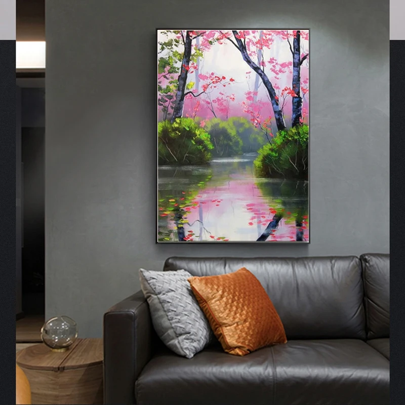 Пейзаж холст живопись фантазия пейзаж гостиница клуб современная простая