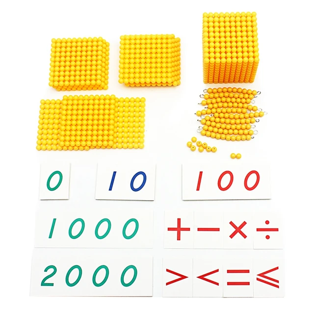 Montessori Materials Bead Math Toy Gold Beads Symbols With Trays Decimal Bank Game Decimals Learning for Preschool Student Gift 5