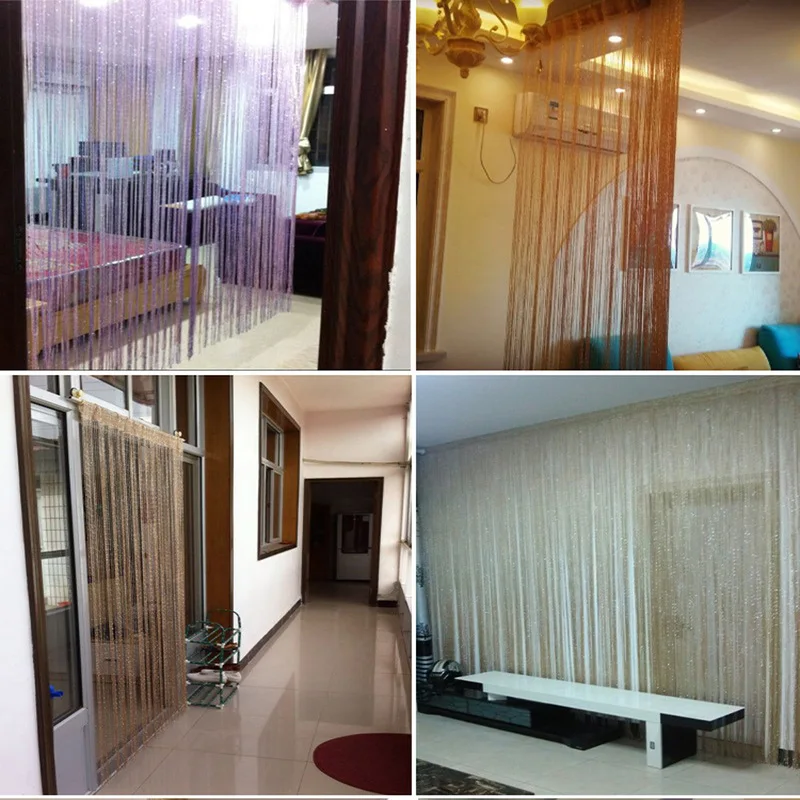 

ZISIZ String Curtain Shiny Tassel Line Bright Curtains For Living Room Kitchen Screen Window Door Divider Drape Decor Valance
