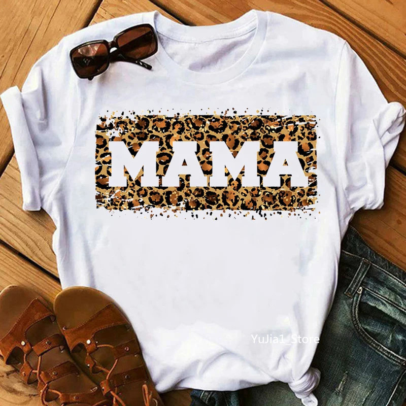 

Sunflower Leopard Mama Print T-Shirt Women Clothes 2024 Funny Super Mom Tshirt Femme Summer Fashion T Shirt Female Streetwear