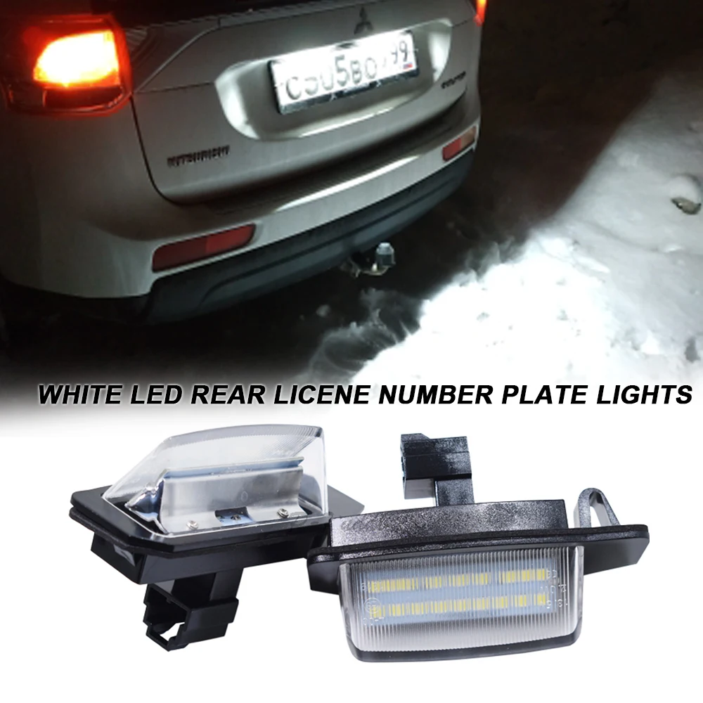 2pcs White Led License Plate Light For Mitsubishi Lancer Sportback