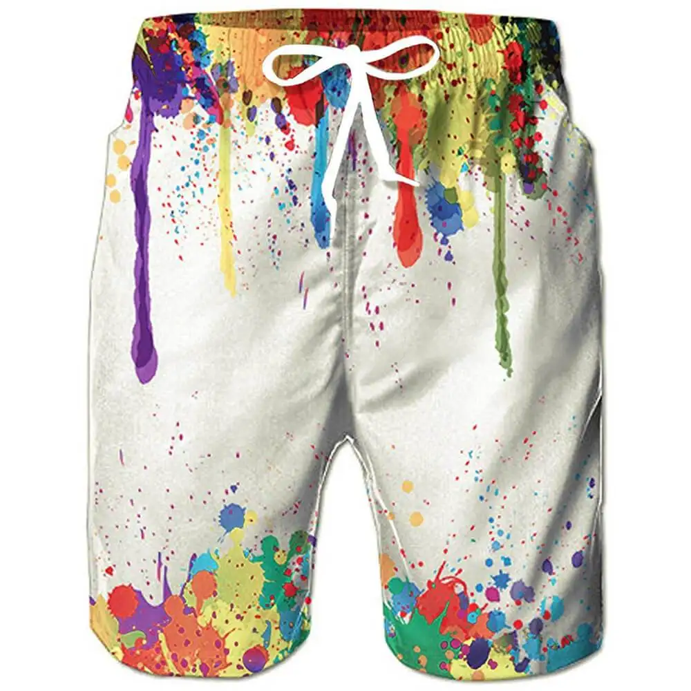 90s Paper Cup/Beer bubble 3D Printed Mens Shorts Mesh Lining Comfortable Breathable Beach Shorts Summer Beach Swim Trunks STDK-4