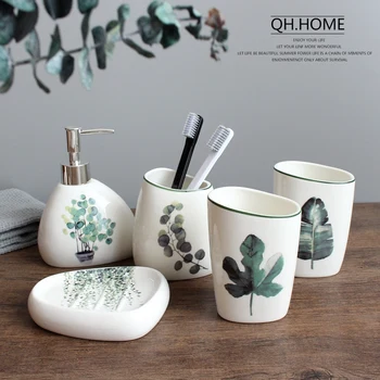 

Ceramic imitation marble Bathroom Accessory Set Washing Tools Bottle Mouthwash Cup Soap Toothbrush Holder Household Articles