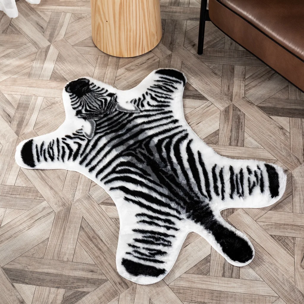 

tiger printed Rug Cow Leopard Tiger Printed Cowhide faux skin leather NonSlip Antiskid Mat80x108CM Animal print Carpet