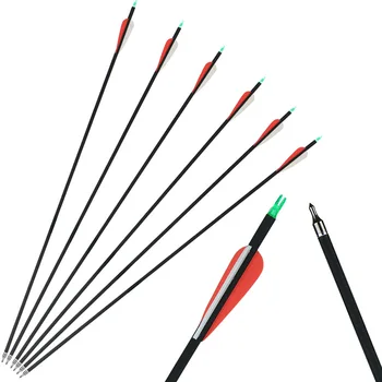 

3/6/12/24pcs 77.5cm Mixed Carbon Arrow 7.6mm Spine 400 Interchangeable Hunting Arrow for Compound Bow Archery Hunting