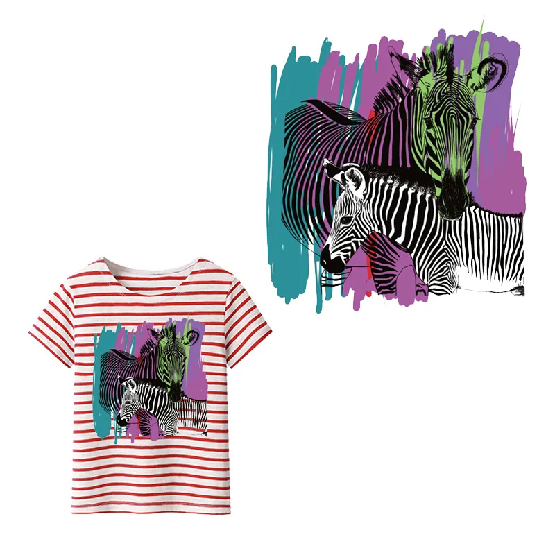 

Zebra Iron on Patches For Clothes DIY T-shirt Jacket Applique Heat Transfer Vinyl Letter Animal Patch Sticker Thermal Press