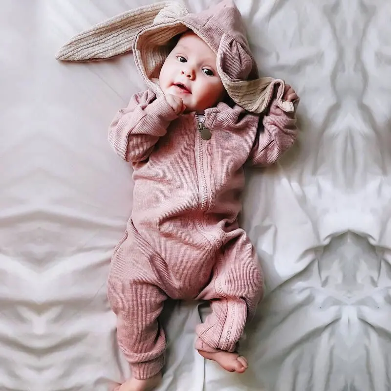 

Halloween Fall Winter Baby Boy Girl Romper Ins Toddler Rabbit Ear Hooded Warm Sleepsuit Infant Overall Jumpsuit Fleece Cloth