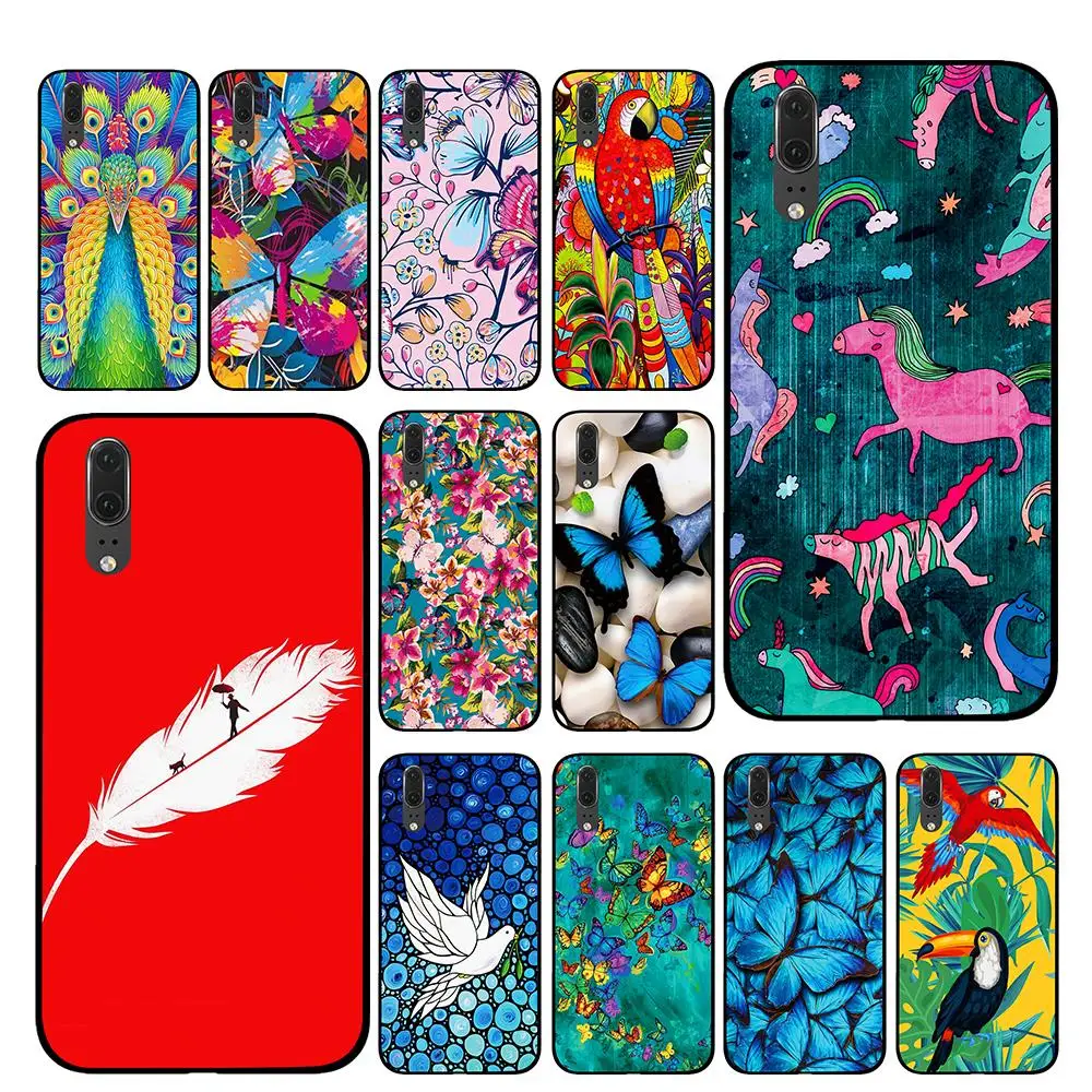 

Birds Butterflies For Huawei Honor V9 V10 8 9 10 8X 5A 7A 5X Play Lite TPU Phone Cases Cover