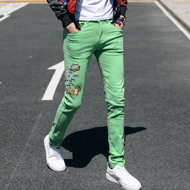 Fashion Streetwear Mens Jeans Slim Fit 