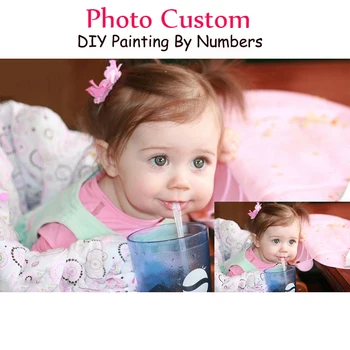 

Personalised Paint By Numbers Photo Custom DIY Oil Painting By Number Picture Drawing Canvas Portrait Family Photo Decoration