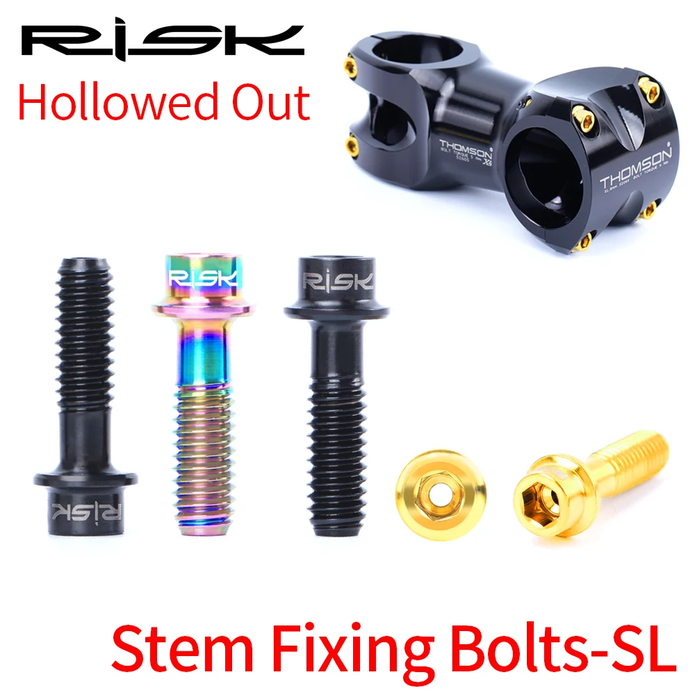 1.41g/pc 6pcs Super Light Hollowed Out Design Stem Fixing Bolts-SL M5*18 Mountain Bike Stem Screws Bolts TC4 Titanium Alloy