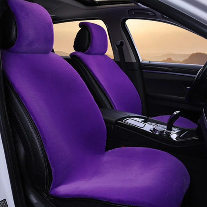 Чехол для автомобильного сиденья из искусственного меха, зимний универсальный размер, чехол для салона автомобиля для hyundai, toyota, ford, jeep, bmw, audi, honda, авто - Название цвета: purple front