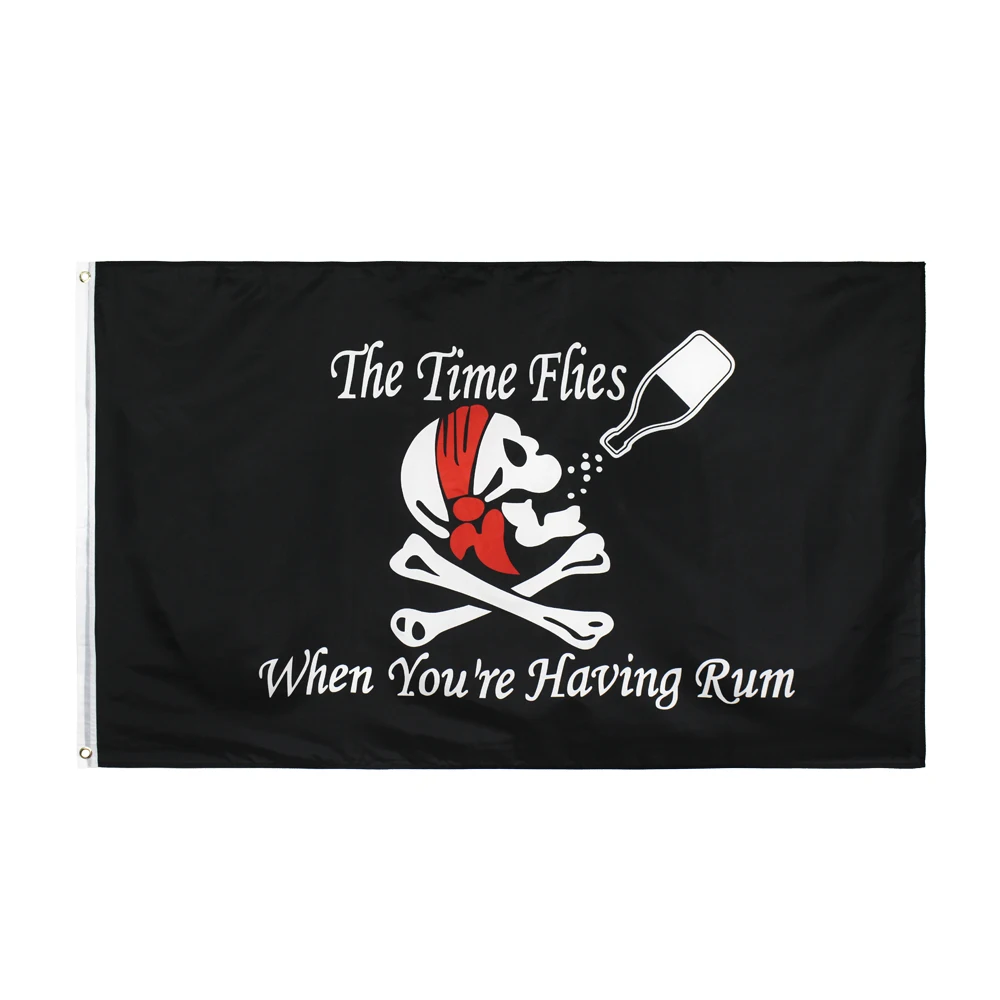 90x150cm Jolly Roger Skull Bone Drinking The Time Flies When You