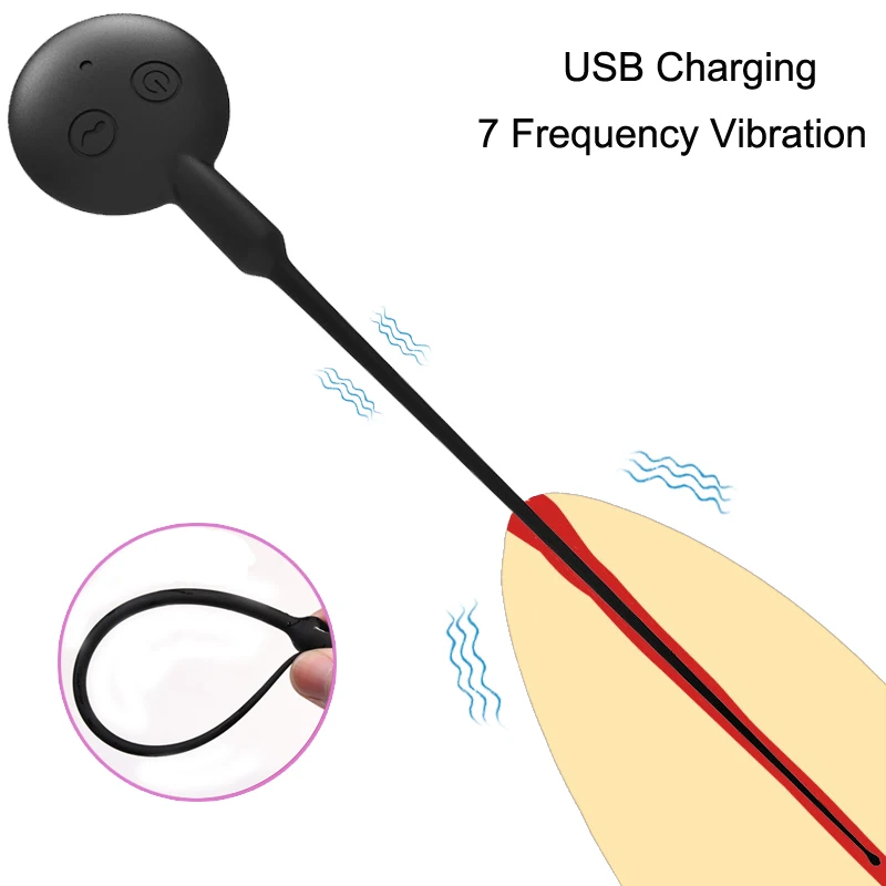 7 Frequency Urethral Vibrator Catheter Penis Plug Sex Toys for Men Charging Urethral Plug Penis Insertion Urethra Sound Dilator