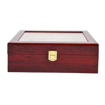 

New New 2/3/5/6/10/12 Slots Watch Box Storage With Red Black Wooden Glass Case Bracelet Display Casket Watches Holder Casket
