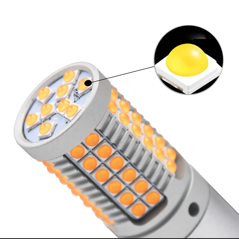 RXZ 2 шт. CANBUS p21w py21w W21W T20 светодиодный 7440 S25 1156 BA15S BAU15S лампы 3030 69SMD автомобиля указатели поворота желтый