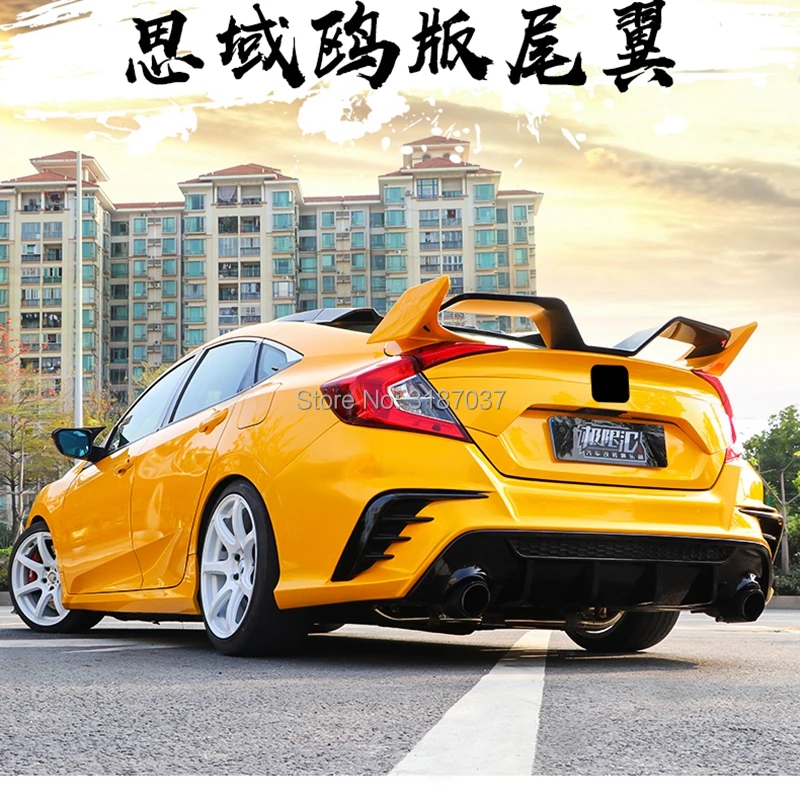 

For Honda Civic Spoiler 2016 -2018 yofer Style CarDecorationABS Plastic Rear Roof Spoiler Wing Trunk Lip Boot Cover Car Styling
