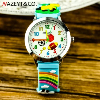 

The New Sports The 3D The Silicone Children Watch Soft Belt Colour The Needle The Silicone Football Quartz Kids Watches