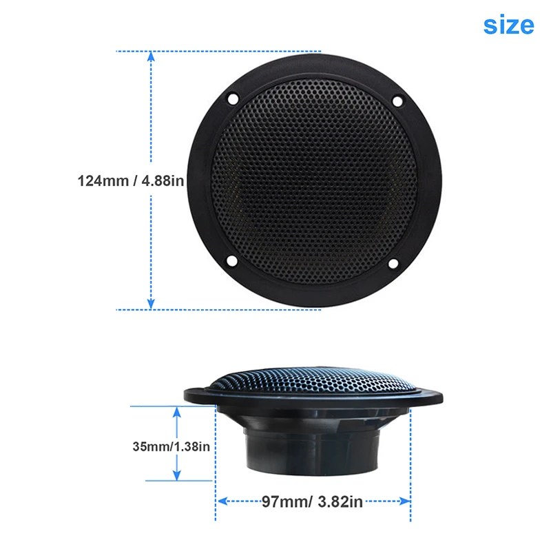 4Inch Waterproof Marine Speakers Dual Full Range Stereo Black Outdoor Boat Speakers 120W For UTV ATV SPA Bath Yacht Motorcycle
