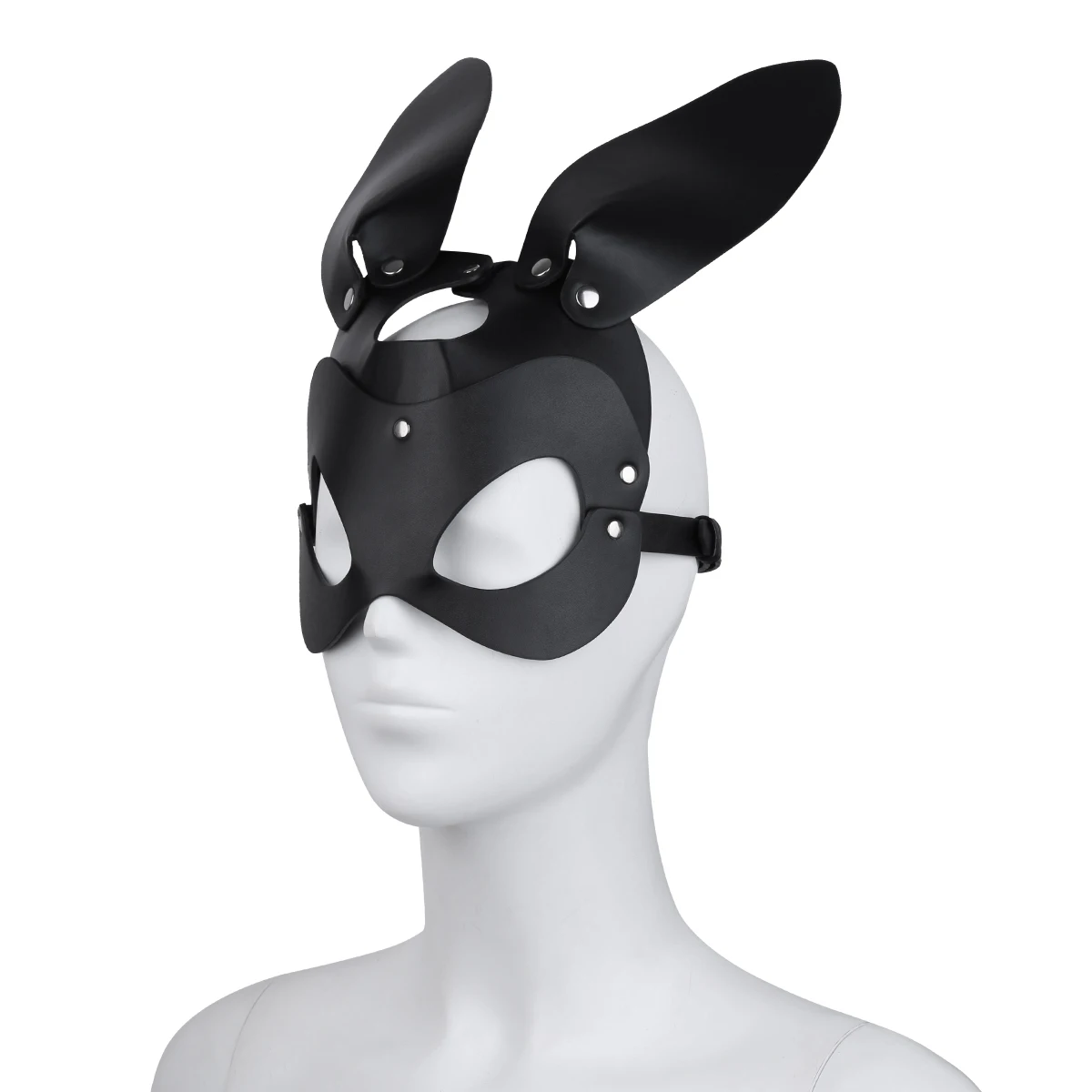Женские маски с кошачьими ушками, искусственная кожа, Шипованная маскарадная ручная работа, круглые уши/длинные кроличьи ушки, маска на пол-лица повязка на глаза, маска для сна, косплей костюм