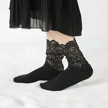 Корейские носки на осень и зиму, Детские Модные хлопковые носки без пятки, кружевные женские ворсовые Носки