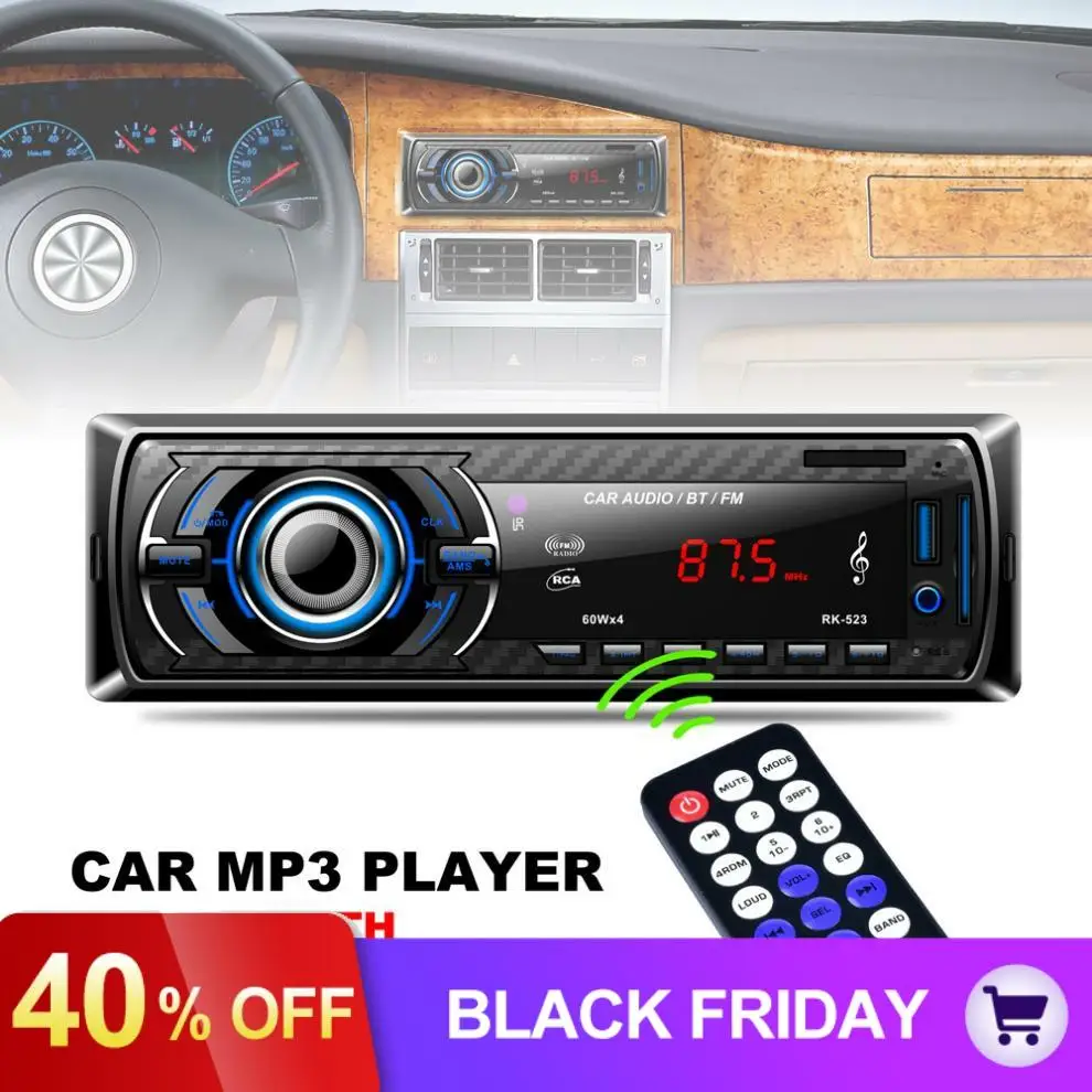 12 В Bluetooth Авто Радио MP3 плеер стерео аудио Поддержка FM USB SD MMC AUX In+ пульт дистанционного управления