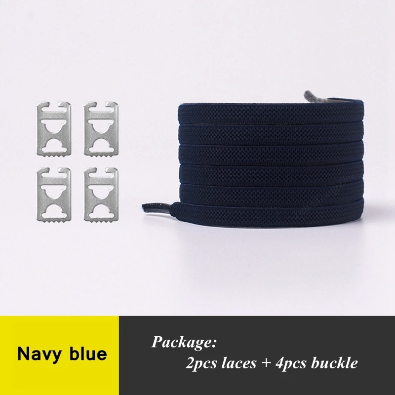 1 пара эластичных шнурков без завязок для детей и взрослых, быстросохнущие шнурки на плоской резиновой подошве, кроссовки, шнурки для бега, 24 цвета - Цвет: Navy blue