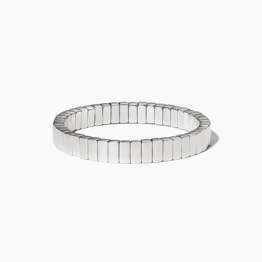 bracelet Греческие белые яркие синие морские глянцевые эмалированные квадратные шевроновые бусы Яркие Браслеты Женские Мужские эмалированные растягивающиеся браслеты - Окраска металла: bracelet