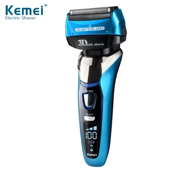 

Kemei 3D Floating Four Blade Reciprocating Electric Shaver Rechargeable Bread Trimmer Waterproof Men Razor Shaving Machine