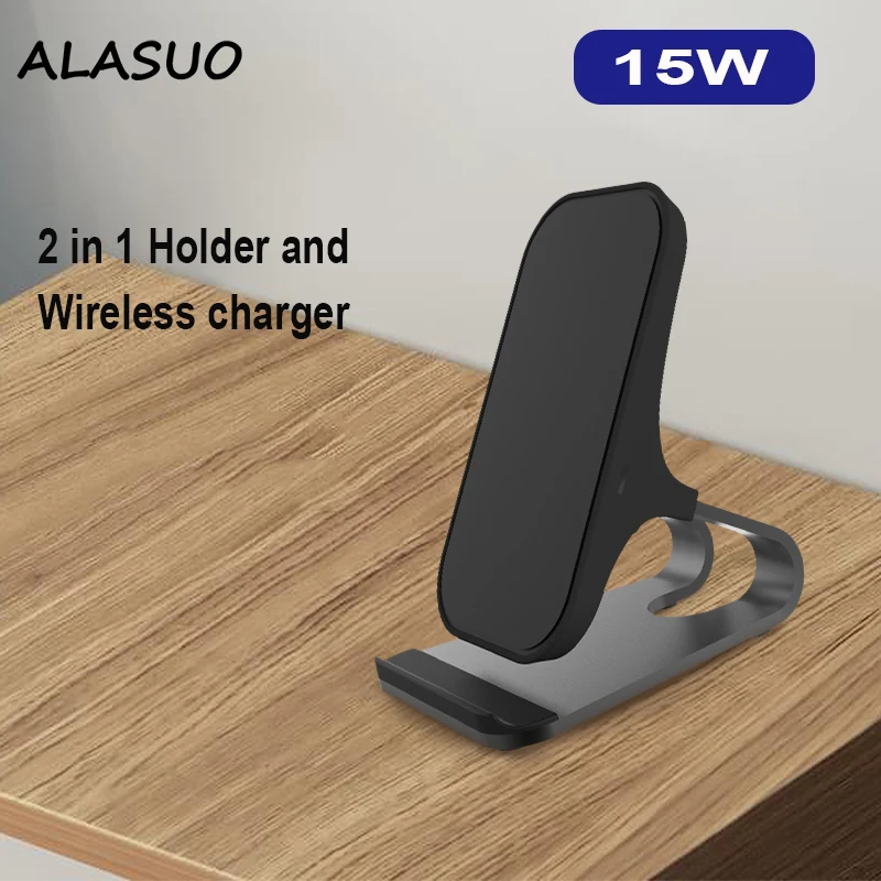 

15W 2in 1 QI wireless charger ann phone holder for Samsung 10W Fast Charger for iPhone Huawei Xiaomi dual coil charger