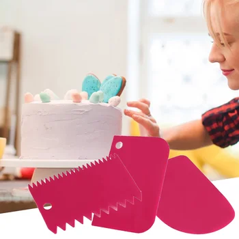 

VOGVIGO 3Pcs/lot Cake Scraper Edge Decorating Cooking Cutters Set Comb & Icing Smoother for Bread Dough Fondant Tool
