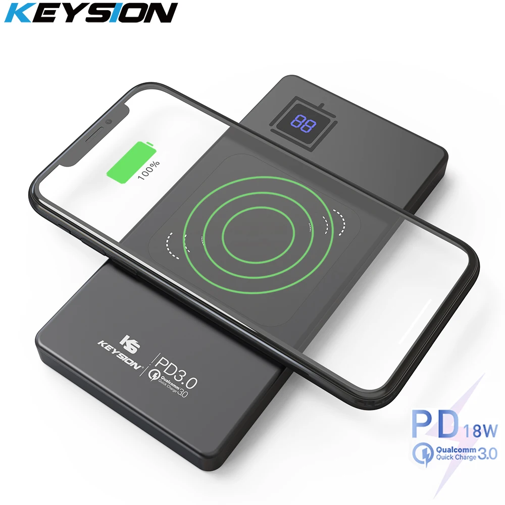 KEYSION 10000 мАч Металл 18 Вт тип-c PD/QC3.0 power Bank 15 Вт Быстрое Qi Беспроводное зарядное устройство батарея для iPhone 11 XS Max XR Xiaomi redmi