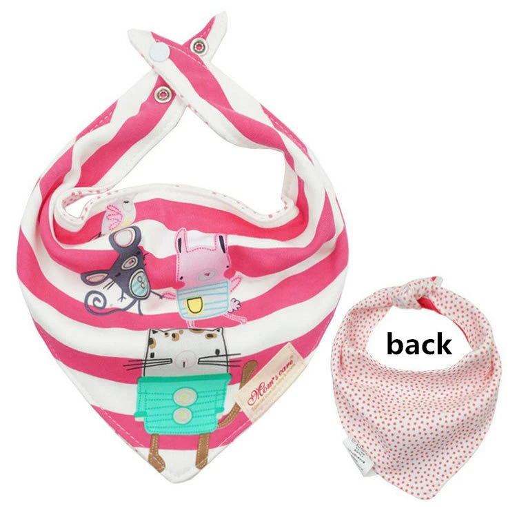 New Baby Bibs  Baby Smock Newborn Burp Cloths Cartoon Embroidery Baby Stuff 2 Sides Use Cotton Bandana Bibs Baby things