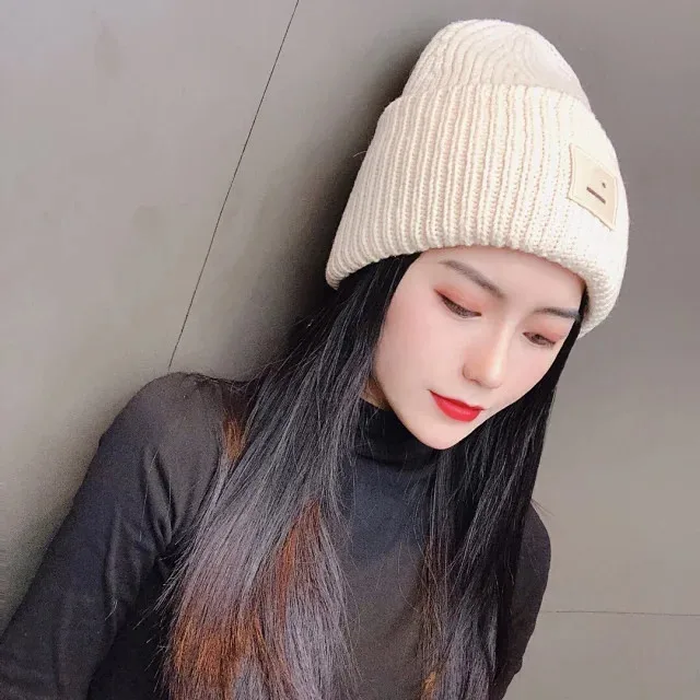 AC Studios Smiling face Beanie Skull Caps knitted Cashmere Eye Warm Couple Lovers Acne Hats Tide Street Hip-hop Wool Cap Adult