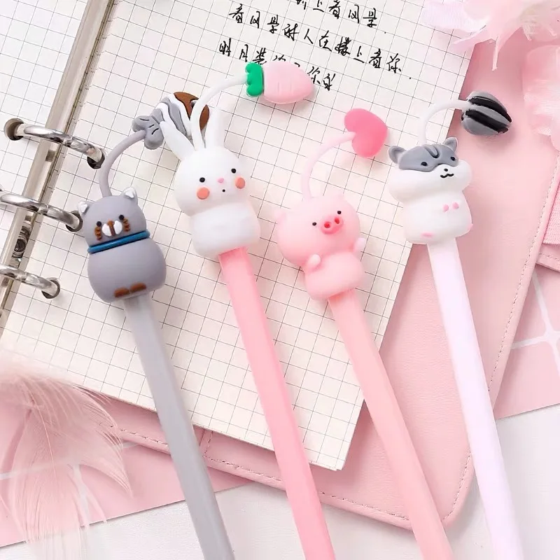 

Hot New 40pcs Kawaii Hamster Pig Rabbit Cat Gel Pens Cute Tail Pens for School Office Stationery Novelty Kids Gifts Christmas