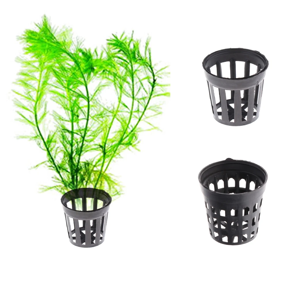50 Pcs Plastic Pot Baskets Aquarium Aquatic Water Plant Grass Cultivate