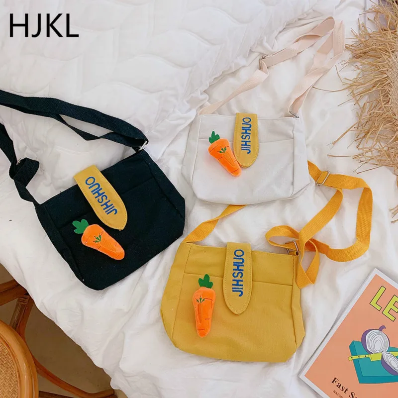 

HJKL 2020 New One-shoulder Crossbody Canvas Bag High Quality Large Capacity Simple Wild Female Student Cute Cartoon Woman Bag