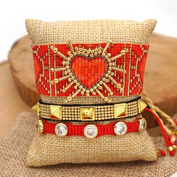 

ZHONGVI Unique Bracelets For Women Miyuki Crstal Pulseras Mujer Moda 2020 Red Heart Bracelet Jewelry Accesorios Mujer Bileklik