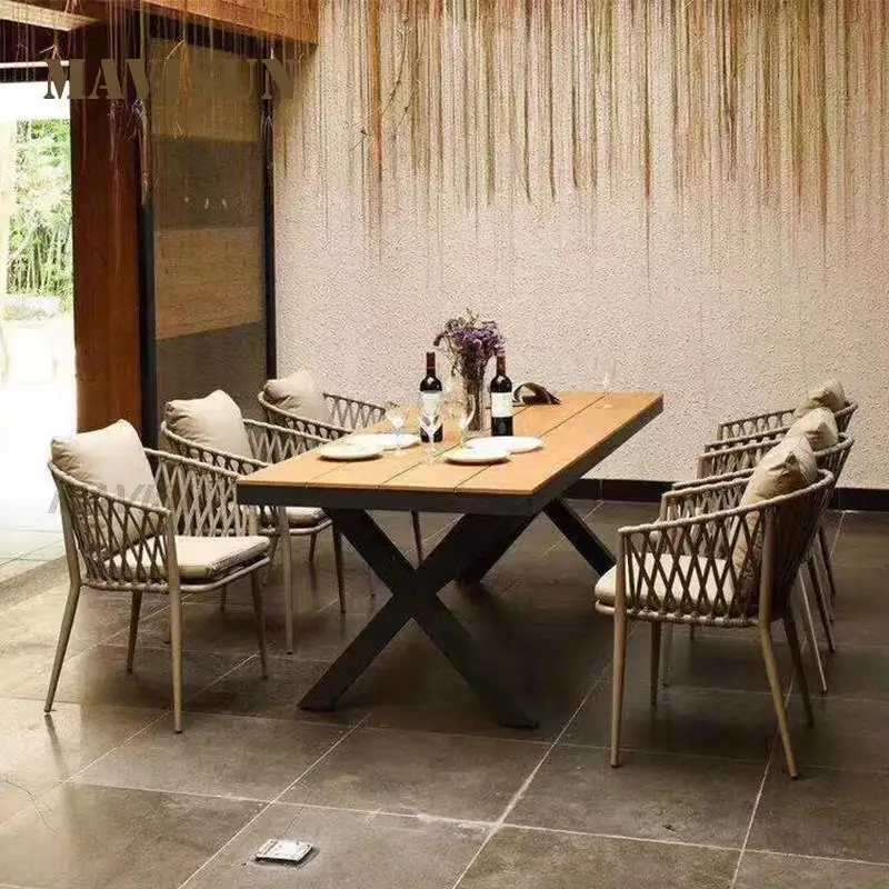 Minimalist Hong Kong Style Small Dining Table And Chair Outdoor Furniture Outside Apartment Villa Garden Terrace Relaxing Chairs