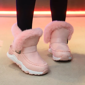 

Boy Girl Winter Boots Hook Plush Keep Warm 2020 New Kids Mid Calf Snow Boots New Unisex Slip On Flat Round Toe Keep Warmer Shoes