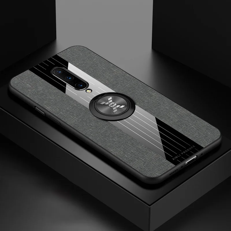 Ikrsses для OnePlus 7 Pro Чехол простая скатерть текстура автомобильный держатель с магнитным креплением чехол для OnePlus 6 6T края из ТПУ и ПК задняя панель Крышка - Цвет: Gray and Ring