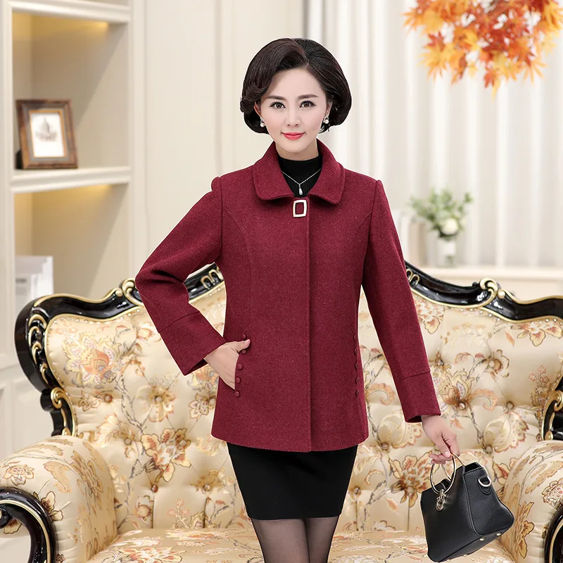 

Elegant Large Size Woolen Jacket Women's 2018 New Style Autumn And Winter Short Middle-aged Women Dress Woolen Cloth Tops 4050-Y