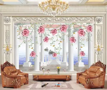 

3D photo mural wallpaper 3d For Living room Bedroom Pillar rose 3D Background wall wall paper mural 3d 2020