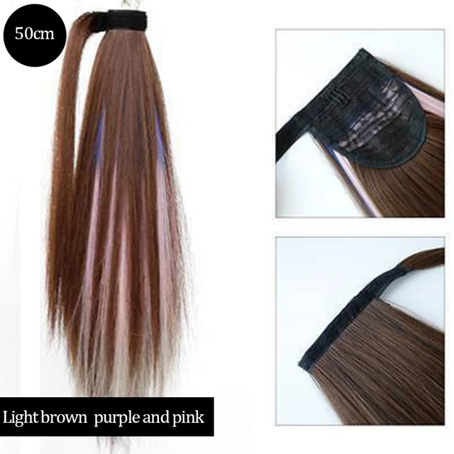 DIANQI Synthetic Corn Wavy Long Curly Ponytail Hairpiece Wrap on Clip Hair Extensions Black Pony Hair 2i30i17