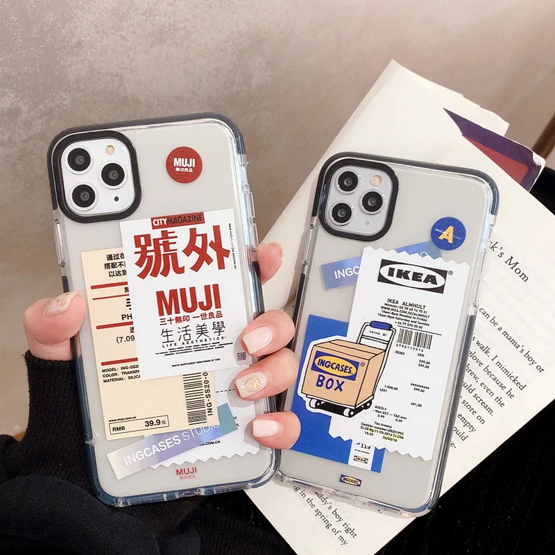 &quotMUJI Label Transparent Tpu Sleeve for Apple 11pro Max Mobile Phone Case Iphonexs Design Type Size Function Compatible Brand&quot |