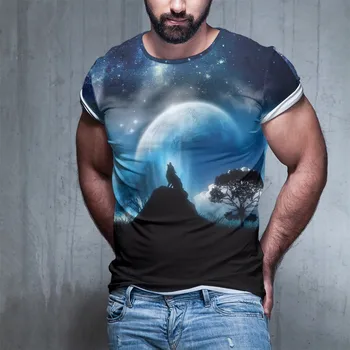 

New Moon Fashion Wolf T-shirt 3d Printing Men And Women Large Wolf Summer 3d Tshirt Europe America Size