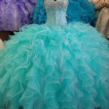 Сверкающие блестки, Кристальные синие Бальные платья, новое реальное изображение, милое кружевное платье принцессы для выпускного вечера 16 лет