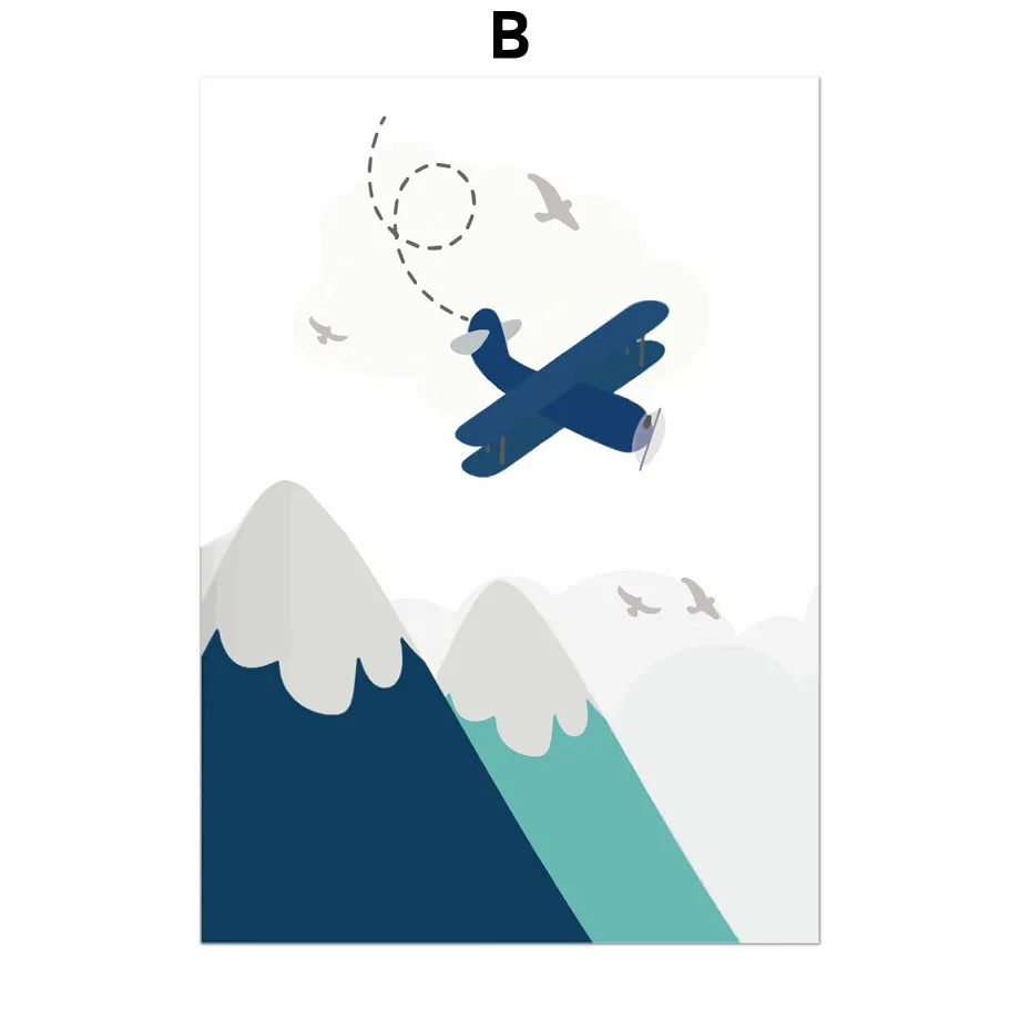 Wall-Art-Canvas-Painting-Cartoon-Plane-Hot-Air-Balloon-World-Map-Nordic-Posters-And-Prints-Wall (4)